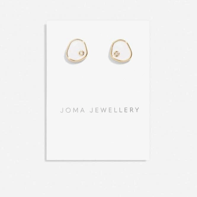 Beau White Enamel Gold Plated Stud Earrings 7119