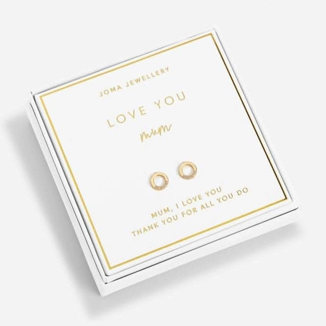 Beautifully Boxed Love You Mum Gold Box Earrings 6237
