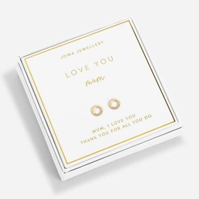 Beautifully Boxed Love You Mum Gold Box Earrings 6237