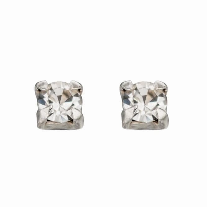 Beginnings Sterling Silver A491C Clear Crystal 2mm Stud Earrings