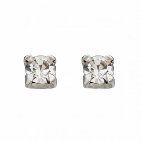 Beginnings Sterling Silver A491C Clear Crystal 2mm Stud Earrings