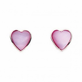 Beginnings Sterling Silver A778P PiNecklace Mop Heart Stud Earrings