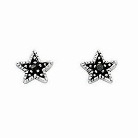 Beginnings Sterling Silver A852H Grey Oxidised Star Stud Earrings