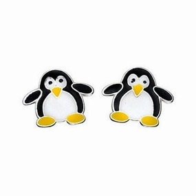 Beginnings Sterling Silver A854 Penguin Stud Earrings