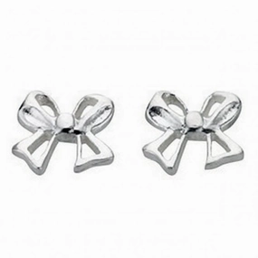 Beginnings Sterling Silver A860 Small Silver Bow Stud Earrings