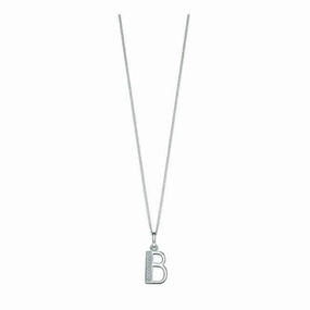 Beginnings Sterling Silver Art Deco Initial B Cubic Zirconia Pendant P4724C