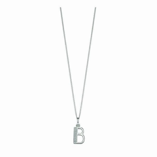 Beginnings Sterling Silver Art Deco Initial B Cubic Zirconia Pendant P4724C