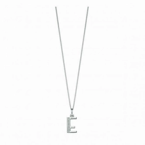 Beginnings Sterling Silver Art Deco Initial E Cubic Zirconia Pendant P4727C
