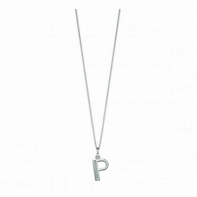 Beginnings Sterling Silver Art Deco Initial P Cubic Zirconia Pendant P4738C
