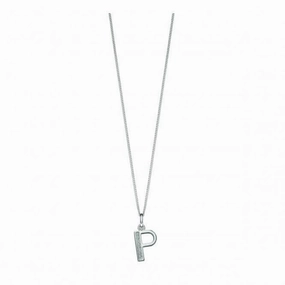 Beginnings Sterling Silver Art Deco Initial P Cubic Zirconia Pendant P4738C