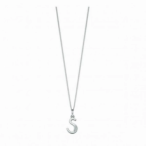 Beginnings Sterling Silver Art Deco Initial S Cubic Zirconia Pendant P4741C