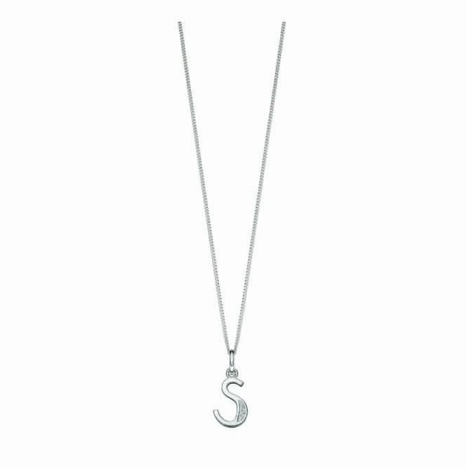 Beginnings Sterling Silver Art Deco Initial S Cubic Zirconia Pendant P4741C