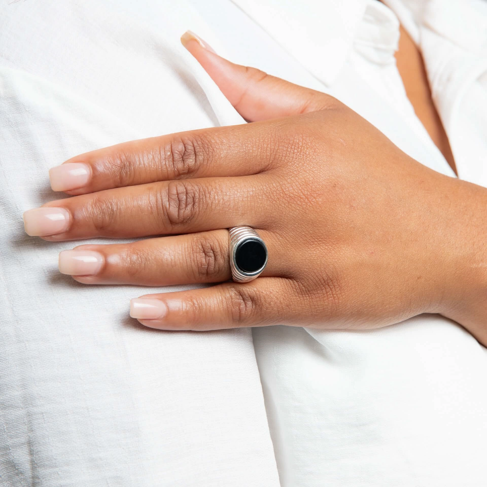 Beginnings Sterling Silver Black Onyx Black Ring R3897B