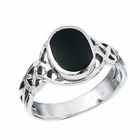 Beginnings  Sterling Silver Black Onyx Celtic Oval Ring R858B