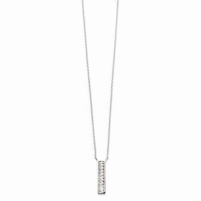 Beginnings Sterling Silver Channel Set Cubic Zirconia Bar Necklaces N4214C