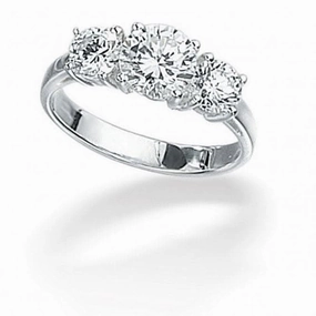Beginnings  Sterling Silver Clear Cubic Zirconia 3 x Round Set Ring R2045C