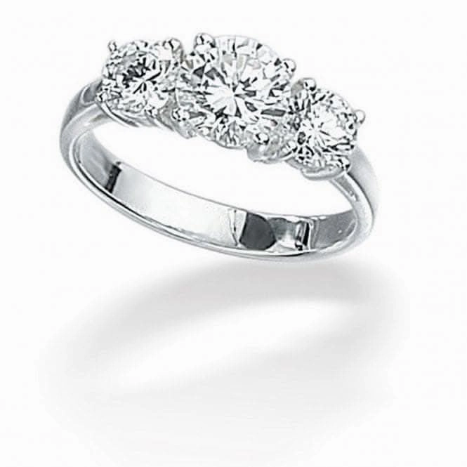 Beginnings  Sterling Silver Clear Cubic Zirconia 3 x Round Set Ring R2045C