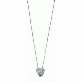 Beginnings Sterling Silver Clear Cubic Zirconia Pave Heart 40 5cm Necklaces N3232C