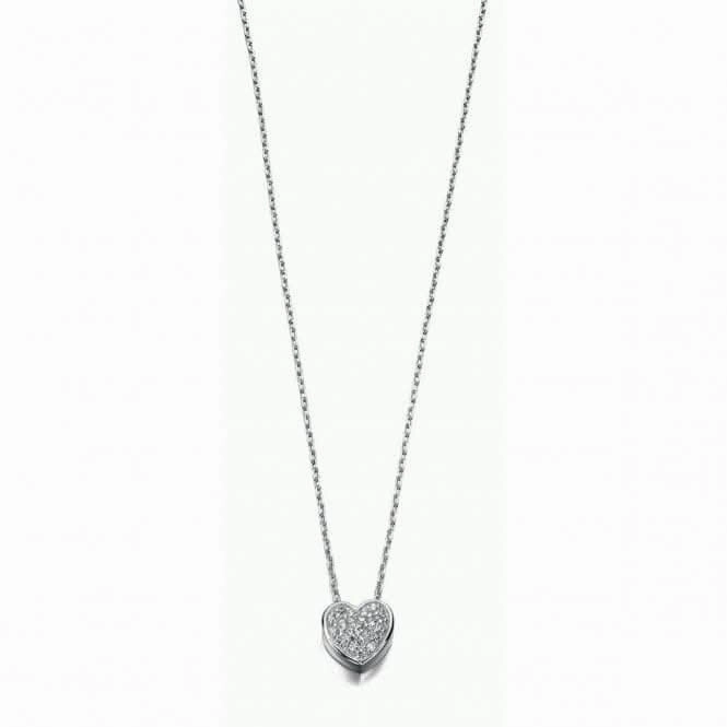 Beginnings Sterling Silver Clear Cubic Zirconia Pave Heart 40 5cm Necklaces N3232C