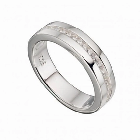 Beginnings  Sterling Silver Cubic Zirconia 1/2 Channel Band Ring R714C