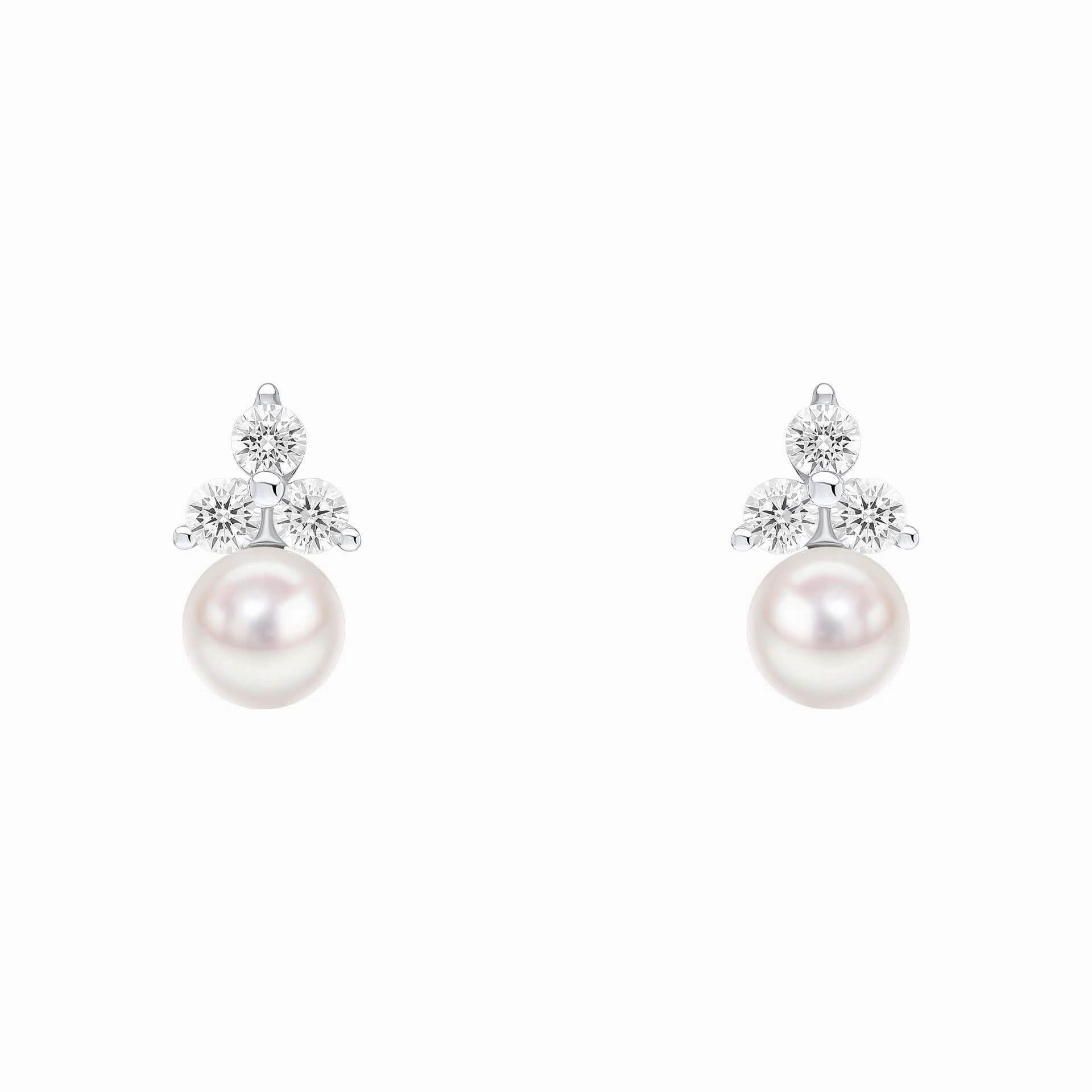 Beginnings Sterling Silver Cubic Zirconia and White Shell Pearl White Earrings E6497W