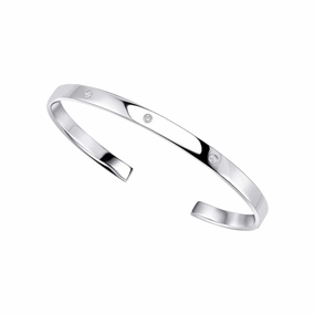 Beginnings Sterling Silver Cubic Zirconia Torque Bangle B5520C