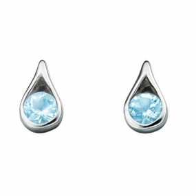 Beginnings Sterling Silver E205T Blue Topaz Teardrop Earrings