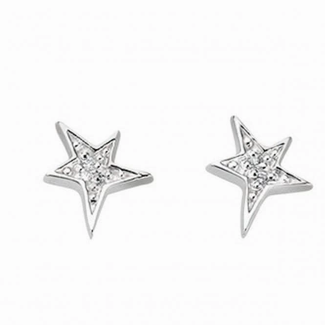 Beginnings Sterling Silver E3424C Clear Cz Star Stud Earrings