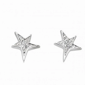 Beginnings Sterling Silver E3424C Clear Cz Star Stud Earrings