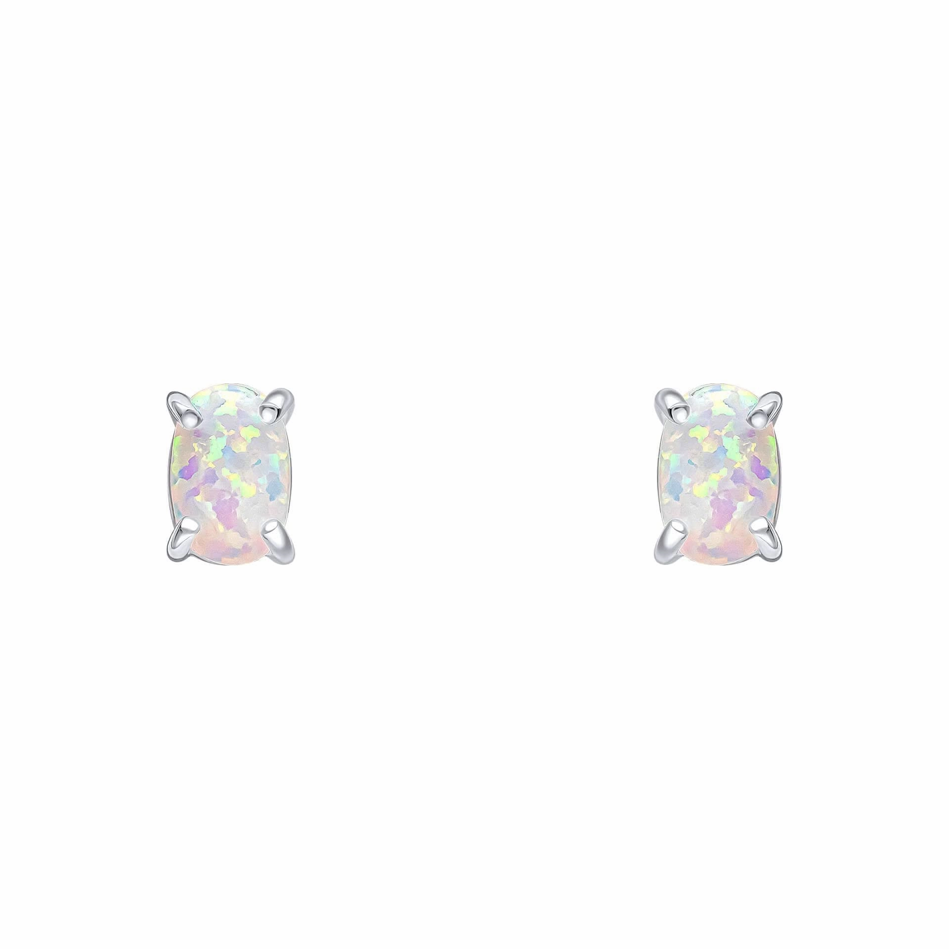 Beginnings Sterling Silver Imitation White Opal White Earrings E6485W