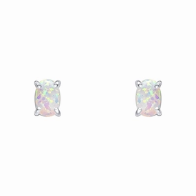 Beginnings Sterling Silver Imitation White Opal White Earrings E6485W