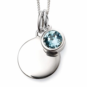 Beginnings Sterling Silver March Birth Stone Pendant P4592