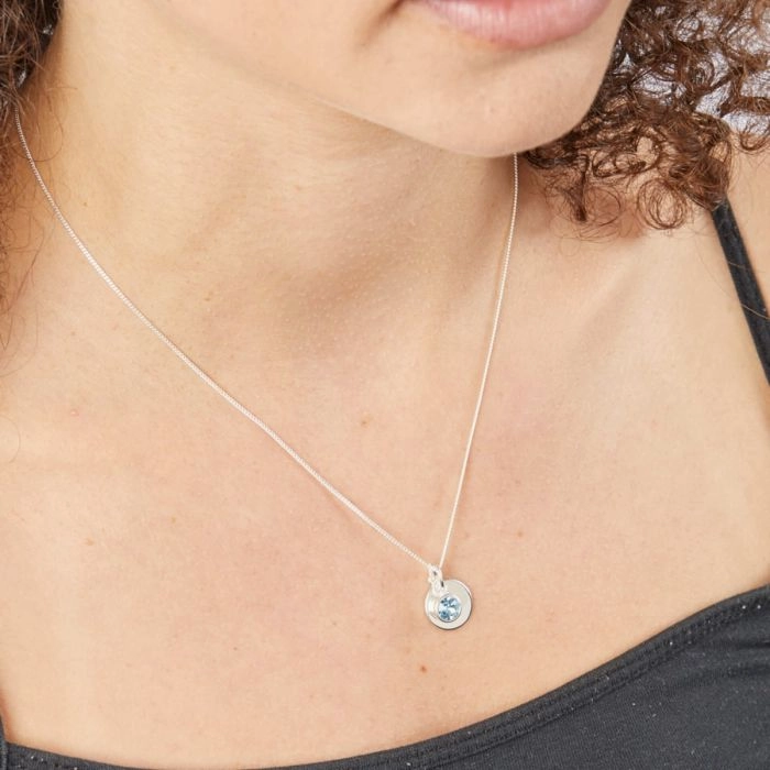 Beginnings Sterling Silver March Birth Stone Pendant P4592