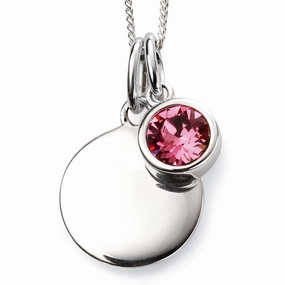 Beginnings Sterling Silver October Birth Stone Pendant P4599