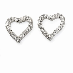 Beginnings Sterling Silver Pave Open Heart Earrings E5569C