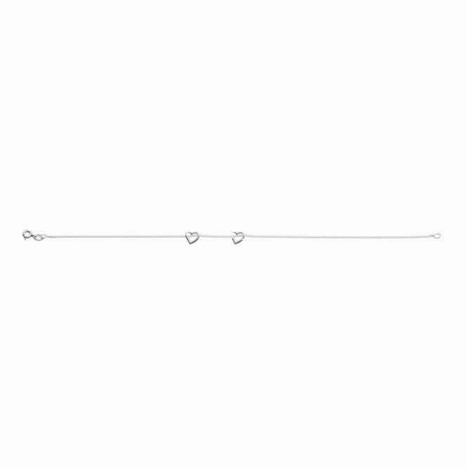 Beginnings Sterling Silver Slip On Heart 23cm Ankle Chain K157