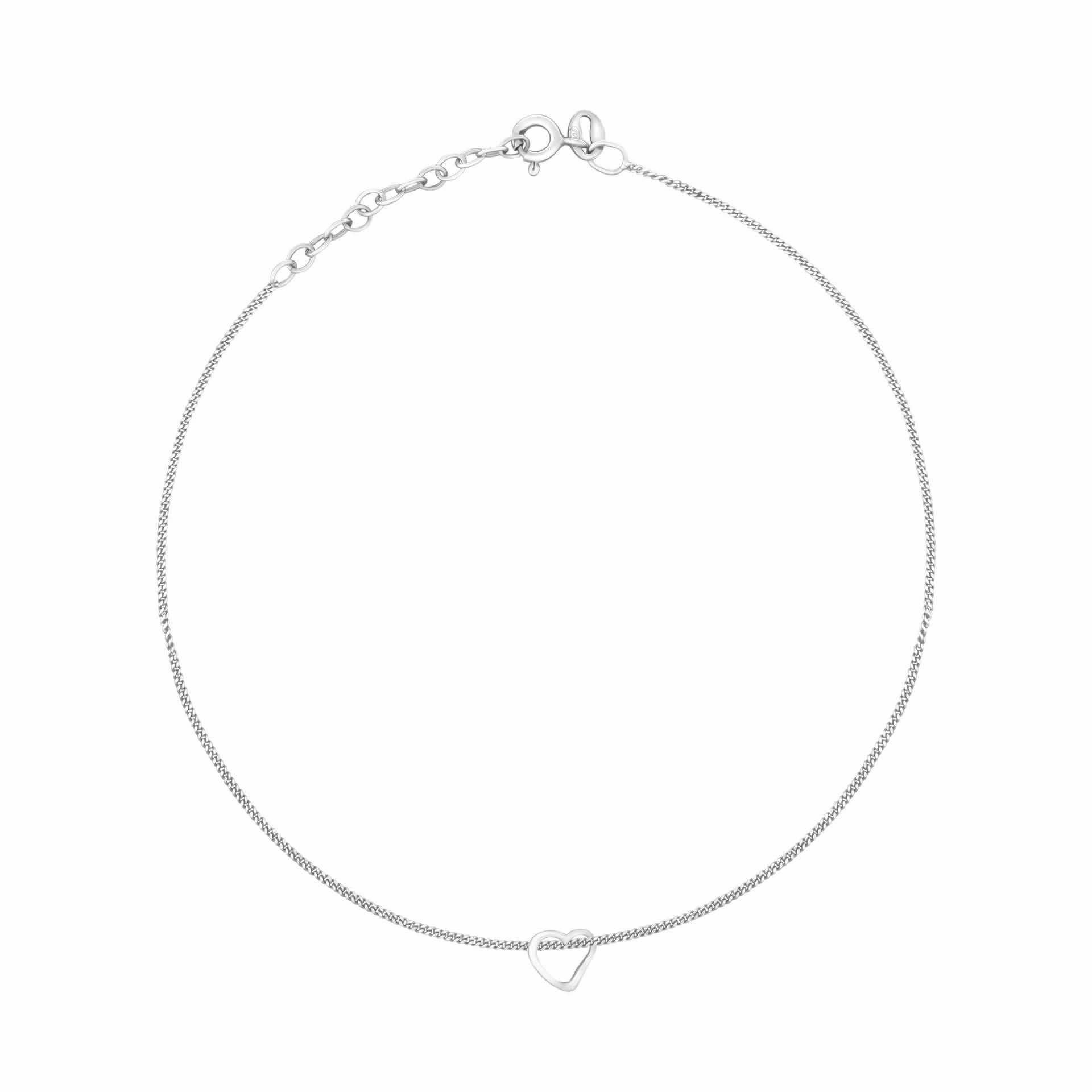Beginnings Sterling Silver Slip On Heart 23cm Ankle Chain K157