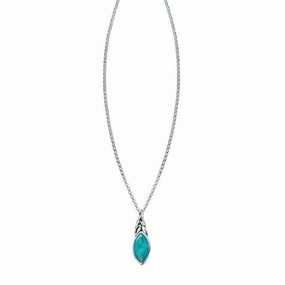 Beginnings Sterling Silver Turquoise Leaf Shape Pendant P3860T