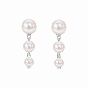 Beginnings Sterling Silver White Freshwater Pearl White Earrings E6477W