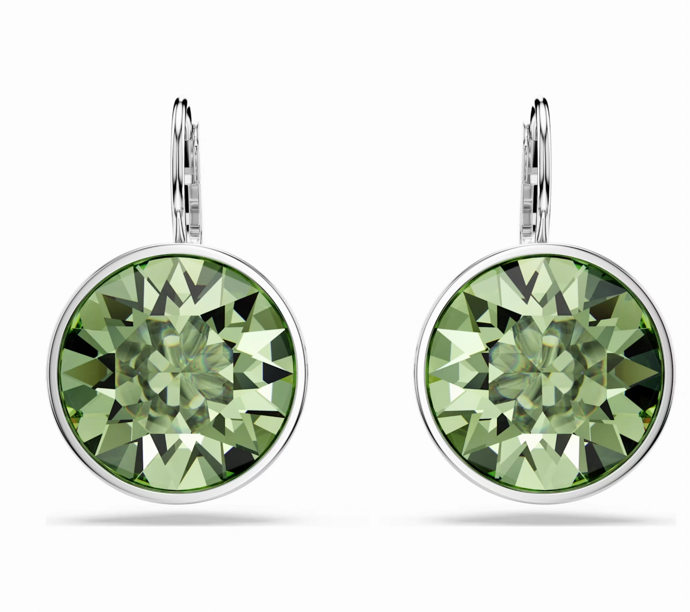 Bella Green Round Silver Drop Earrings