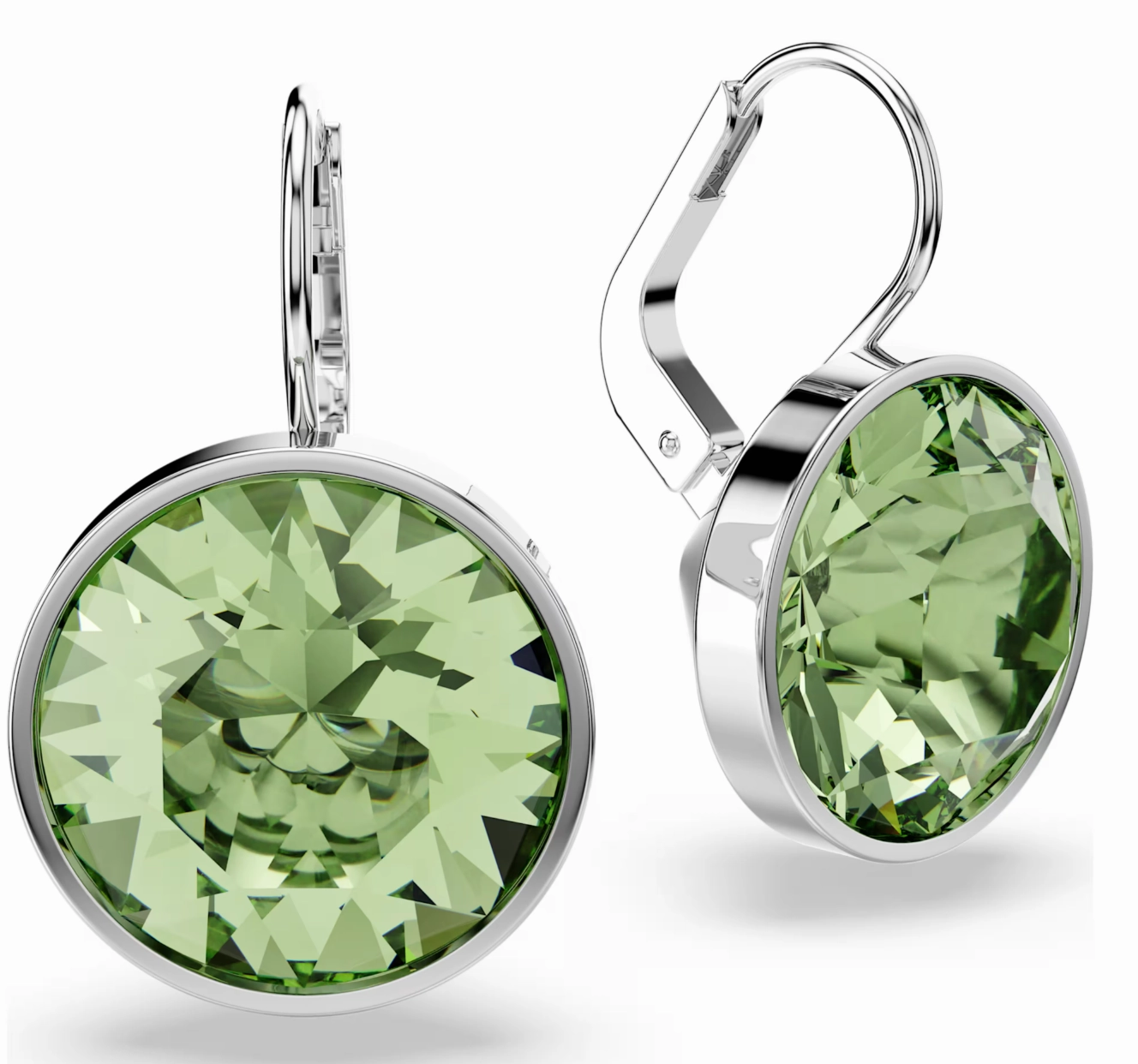 Bella Green Round Silver Drop Earrings