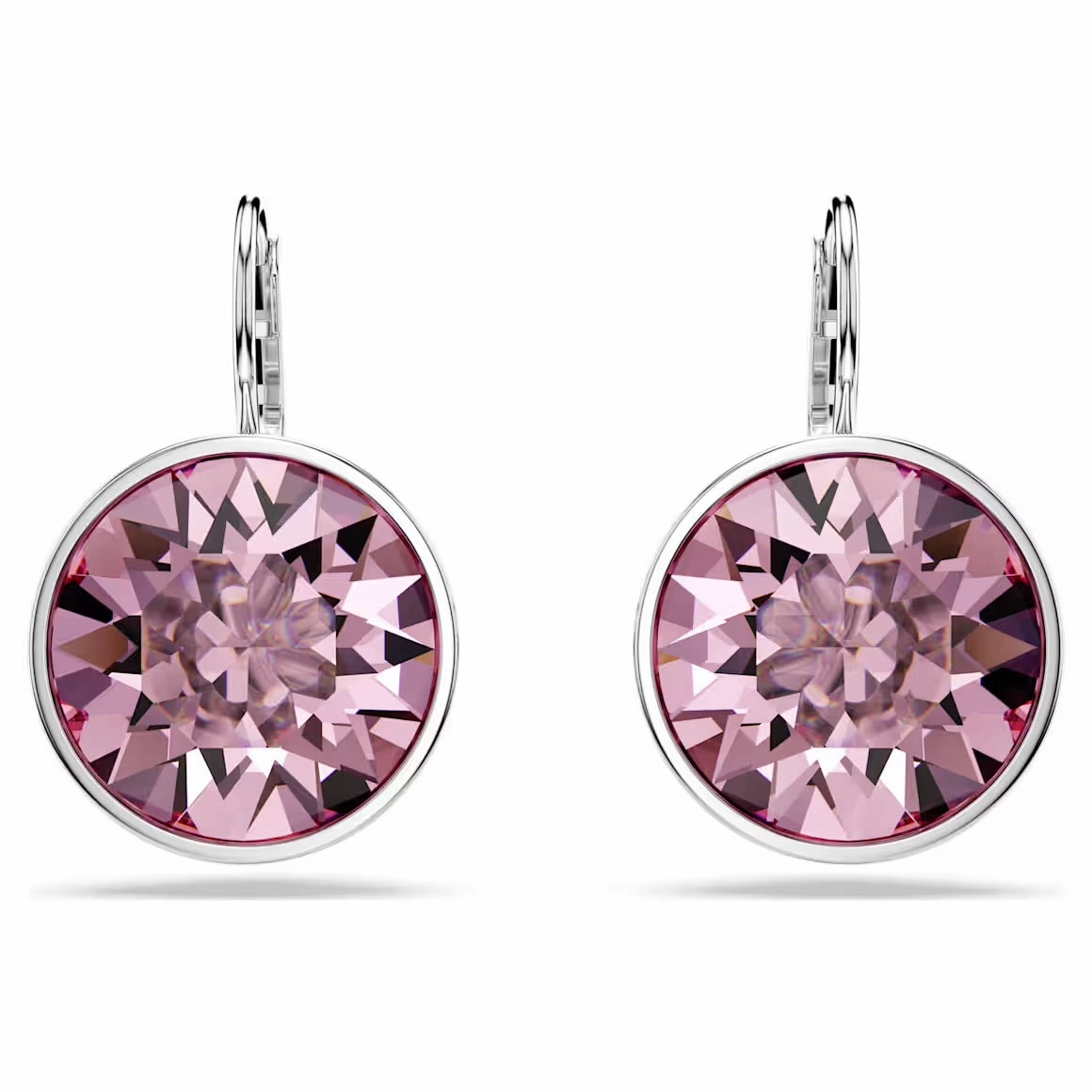 Bella Pink Round Silver Drop Earrings