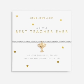 Best Teacher Ever Silver And Gold 17.5cm Stretch Bracelet 6069