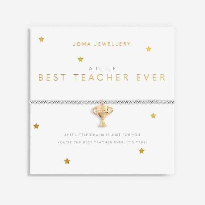 Best Teacher Ever Silver And Gold 17.5cm Stretch Bracelet 6069