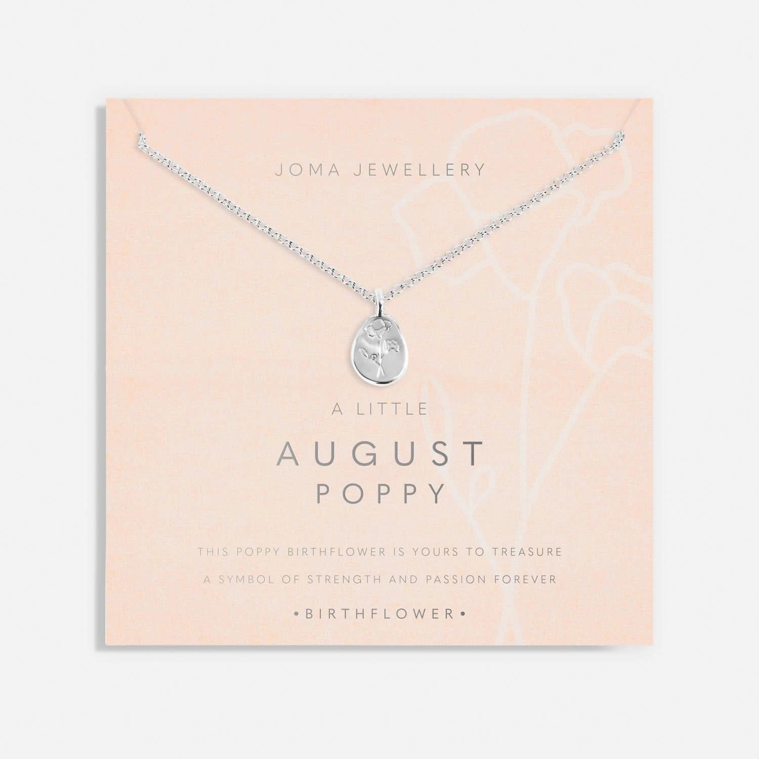 Birth Flower A Little August Poppy Silver Plated Necklace 7466