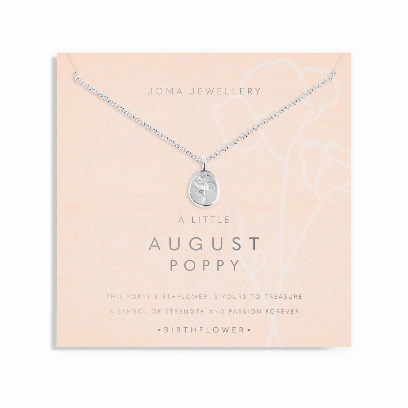 Birth Flower A Little August Poppy Silver Plated Necklace 7466