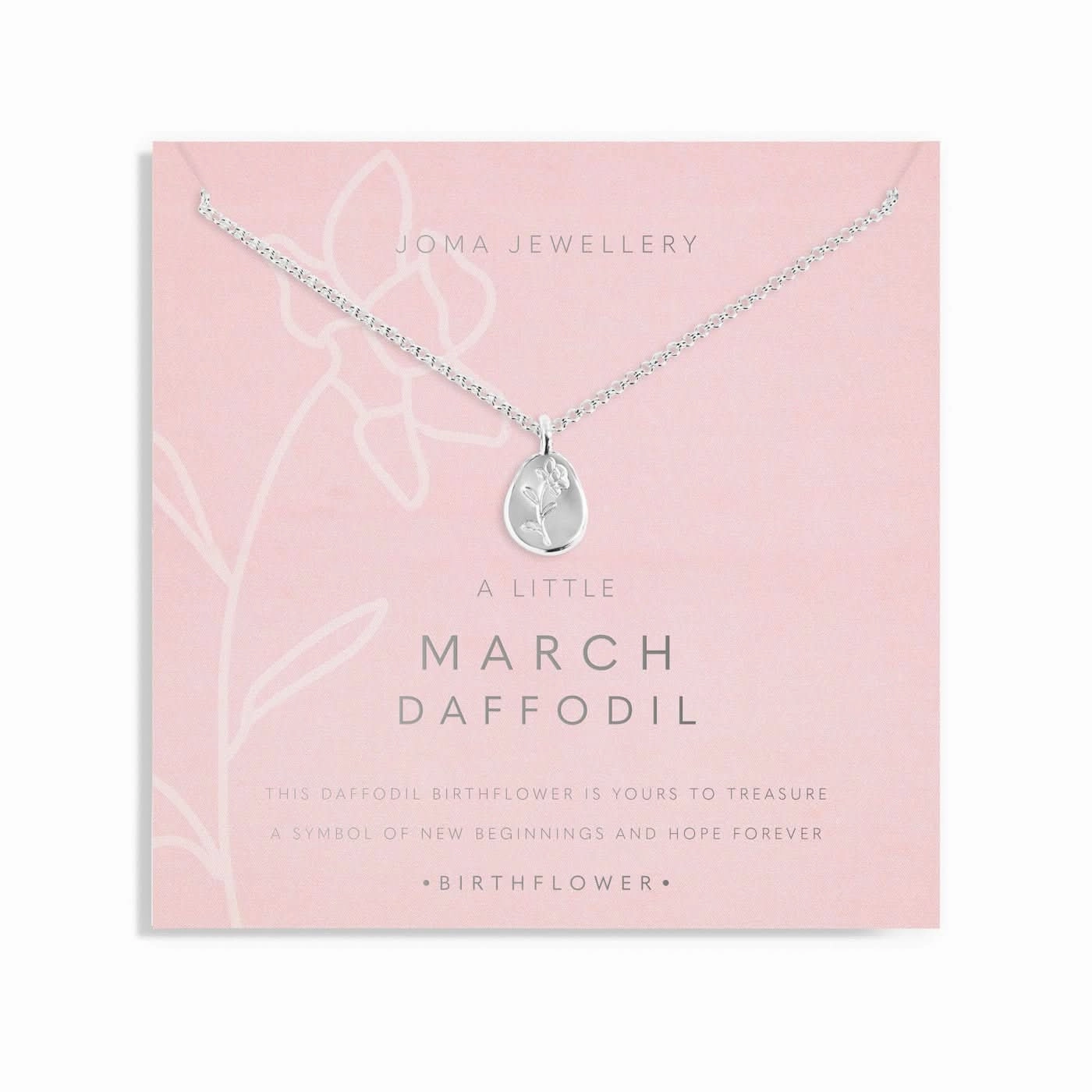 Birth Flower A Little March Daffodil Silver Plated Necklace 7461