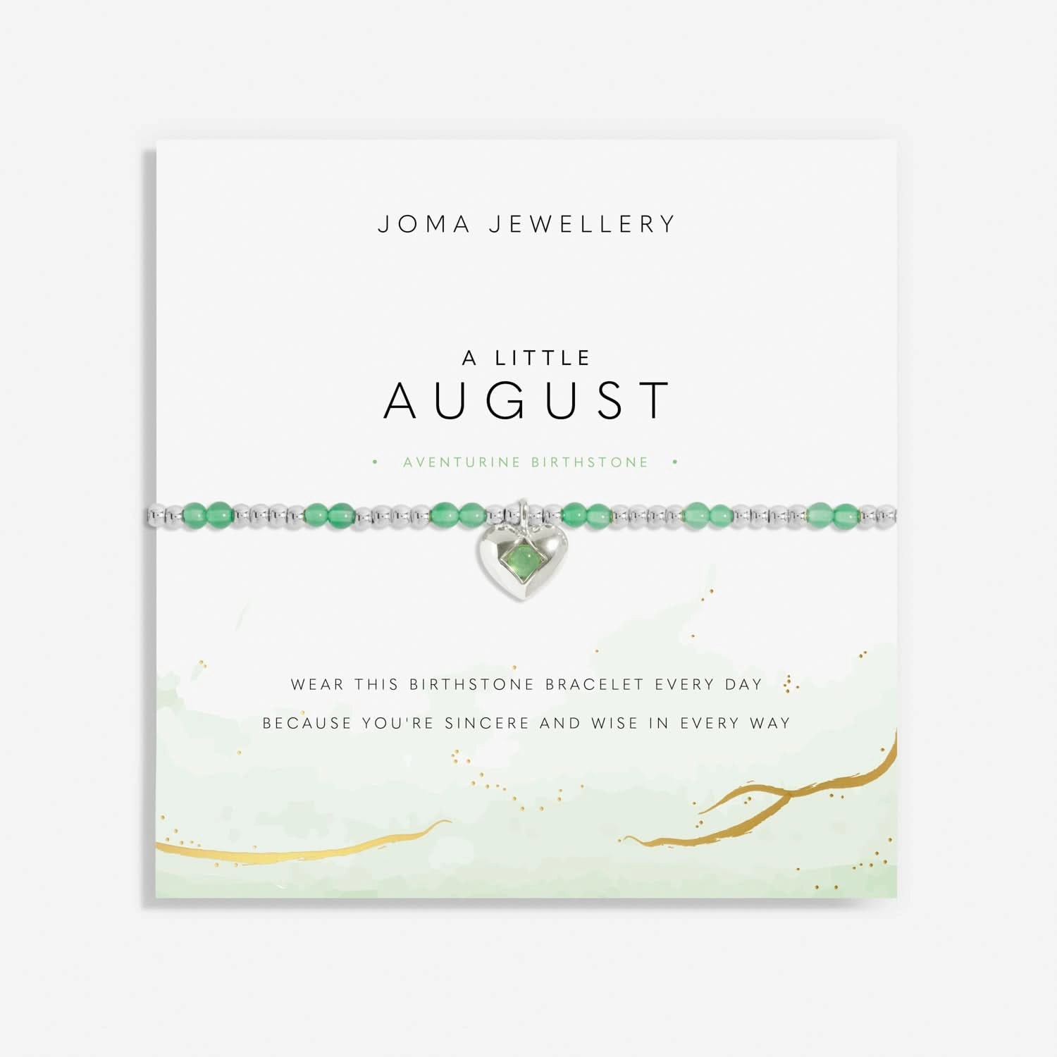 Birthstone A Little August Aventurine Silver Plated Bracelet 8322