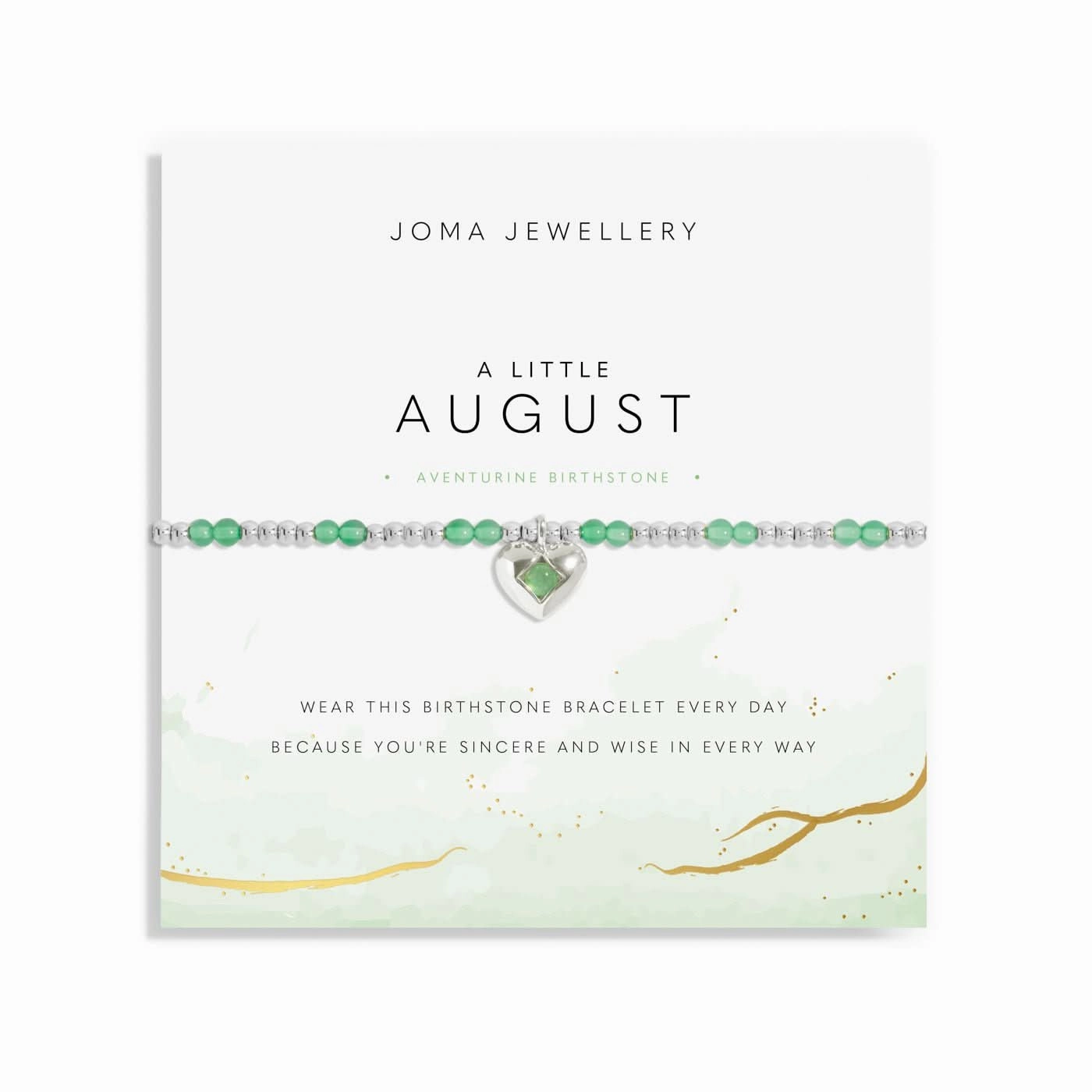 Birthstone A Little August Aventurine Silver Plated Bracelet 8322