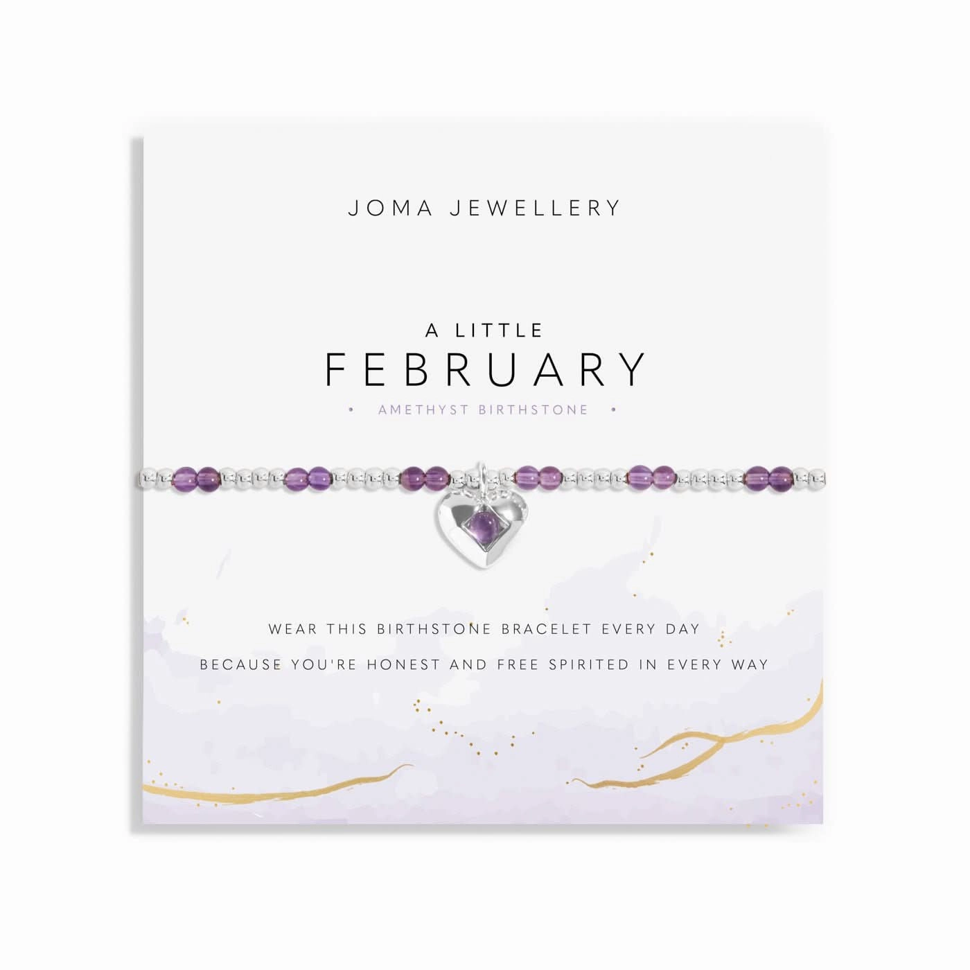 Birthstone A Little February Amethyst Silver Plated Bracelet 8316